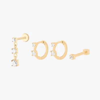 Studs Holiday Drip Set In Gold/clear