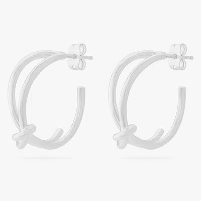 Studs Knot Hoop In Silver