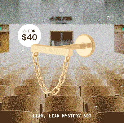 Studs Liar, Liar Mystery Set In Gold