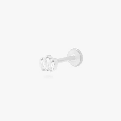 Studs Micro Crown Baguette Flatback Stud In Silver