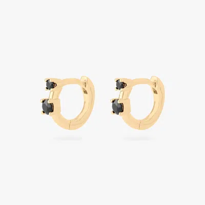 Studs Micro Duo Cz Huggie In Gold/black