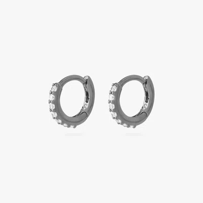 Studs Micro Pave Huggie Gunmetal