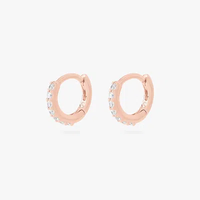 Studs Micro Pave Huggie Rose Gold