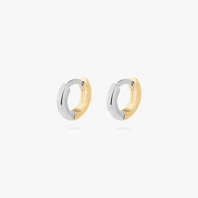 Studs Micro Two Tone Huggie In Metallic