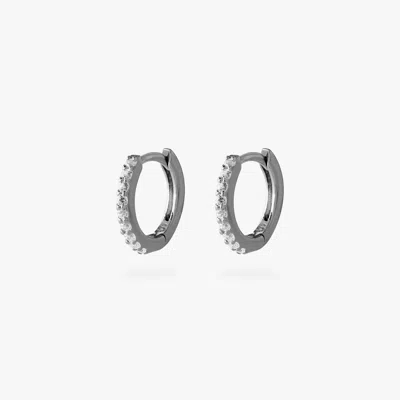 Studs Mini Pave Huggie Gunmetal