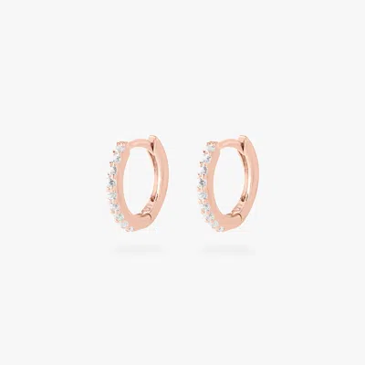 Studs Mini Pave Huggie Rose Gold
