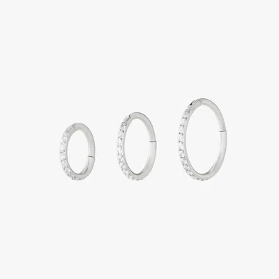 Studs Pave Clicker Set In Silver/clear