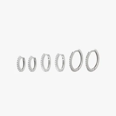 Studs Pavé Hoop Set In Silver