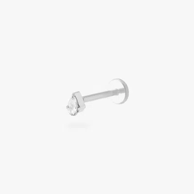 Studs Pear Cz Flatback Stud In Silver
