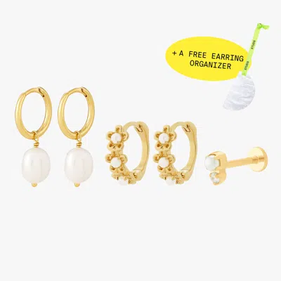 Studs Pearl Essentials Set In Gold