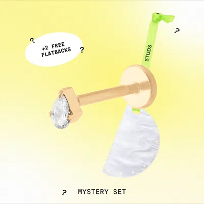 Studs Sparkle Flatbacks Mystery Set In Gold