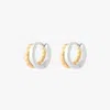 Studs Two Tone Double Twist Huggie