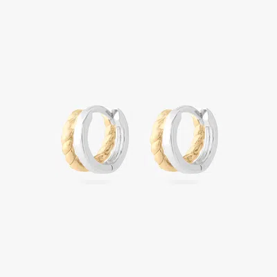 Studs Two Tone Double Twist Huggie