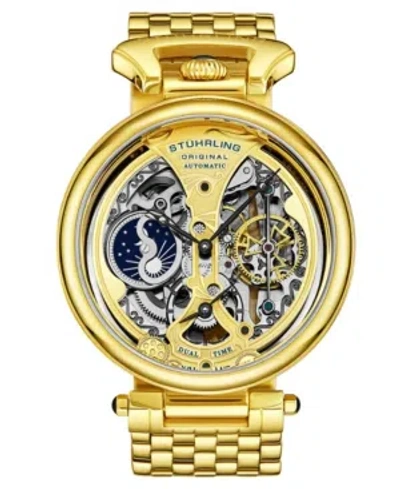 Stuhrling Men's Automatic Gold-tone Link Bracelet Watch 46mm In Yellow
