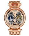 Stuhrling Men's Automatic Rose Gold-tone Link Bracelet Watch 46mm In Pink