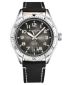Stuhrling Men's Black Genuine Leather Strap With White Contrast Stitching Watch 42mm In Black