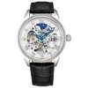 Stuhrling Men's Automatic Black Alligator Embossed Genuine Leather Strap Watch 40mm In Metallic