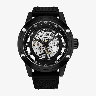 Stuhrling Mens Automatic Black Strap Watch 4034.1