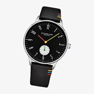 Stuhrling Mens Black Leather Strap Watch 4026 1