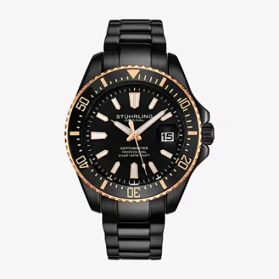 Stuhrling Mens Black Stainless Steel Bracelet Watch 3950a 9