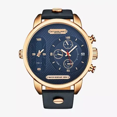 Stuhrling Mens Blue Leather Strap Watch 4052 3