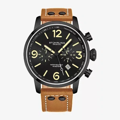 Stuhrling Mens Brown Leather Strap Watch 3956 4