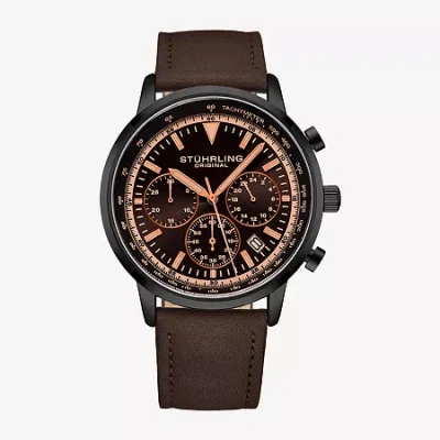 Stuhrling Mens Brown Leather Strap Watch 3986l 5