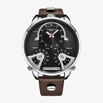Stuhrling Mens Brown Leather Strap Watch 4051 1