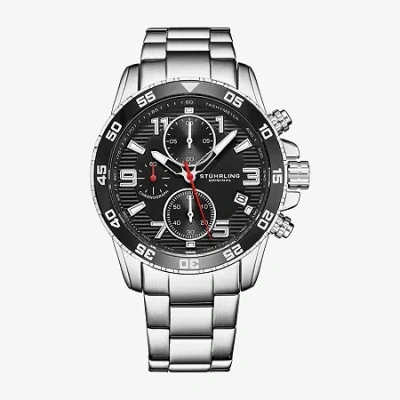 Stuhrling Mens Chronograph Silver Tone Stainless Steel Bracelet Watch 3957 1