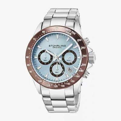 Stuhrling Mens Chronograph Silver Tone Stainless Steel Bracelet Watch 3960 7 In Metallic