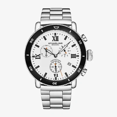 Stuhrling Mens Chronograph Silver Tone Stainless Steel Bracelet Watch 4040 1 In Multi