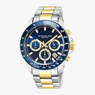 Stuhrling Mens Chronograph Two Tone Stainless Steel Bracelet Watch 3960 6 In Metallic