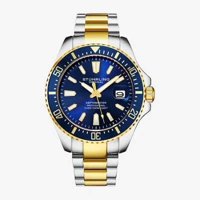 Stuhrling Mens Gold Tone Stainless Steel Bracelet Watch 3950a 5 In Metallic