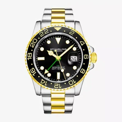 Stuhrling Mens Gold Tone Stainless Steel Bracelet Watch 3965 3 In Metallic
