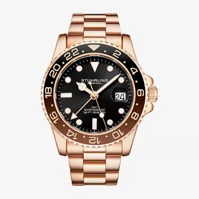 Stuhrling Mens Rose Goldtone Stainless Steel Bracelet Watch 3965 5