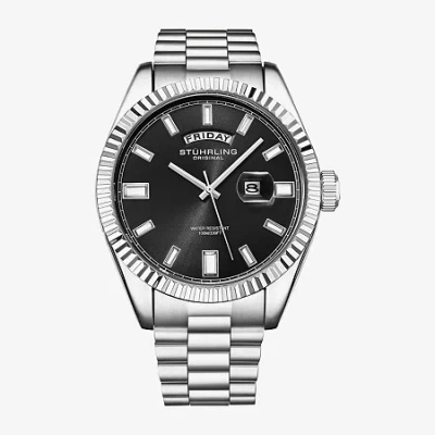 Stuhrling Mens Silver Tone Stainless Steel Bracelet Watch 4070.1 In Multi