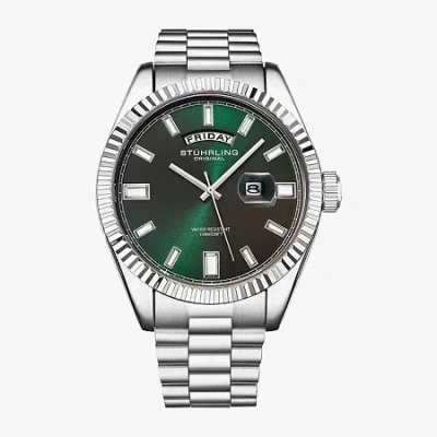 Stuhrling Mens Silver Tone Stainless Steel Bracelet Watch 4070.3 In Multi