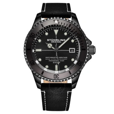 Stuhrling Original Aquadiver Automatic Black Dial Men's Watch M17005 In Aqua / Black / Grey