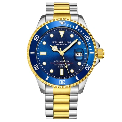 Stuhrling Original Aquadiver Automatic Blue Dial Men's Watch M13515 In Gold
