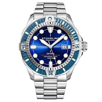 Stuhrling Original Aquadiver Automatic Blue Dial Men's Watch M16746 In White