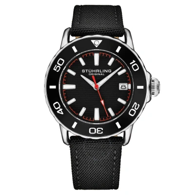 Stuhrling Original Aquadiver Automatic Blue Dial Men's Watch M17996 In Black