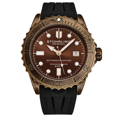 Stuhrling Original Aquadiver Automatic Brown Dial Men's Watch M16858 In Gold