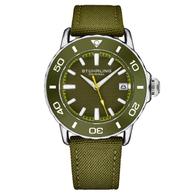 Stuhrling Original Aquadiver Automatic Green Dial Men's Watch M17997 In Aqua / Green / Silver