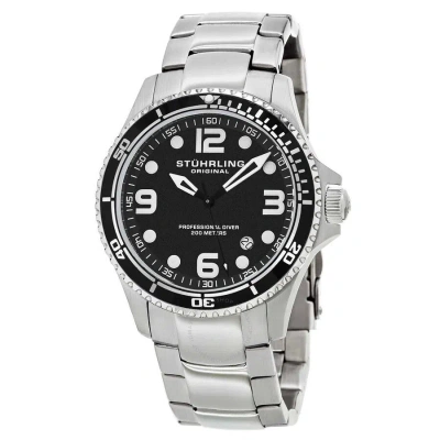 Stuhrling Original Aquadiver Black Dial Men's Watch M15347 In White