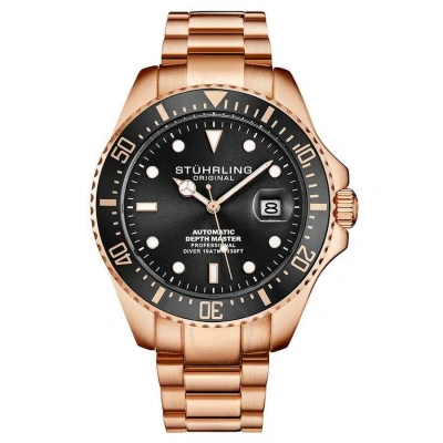 Stuhrling Original Aquadiver Black Dial Men's Watch M15721 In Gold