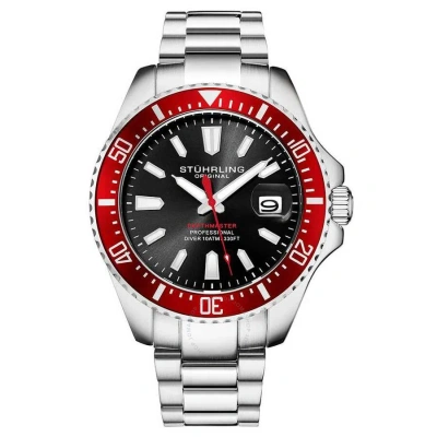 Stuhrling Original Aquadiver Black Dial Men's Watch M15763 In Metallic
