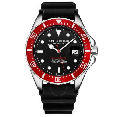 Stuhrling Original Aquadiver Black Dial Men's Watch M15774 In Red