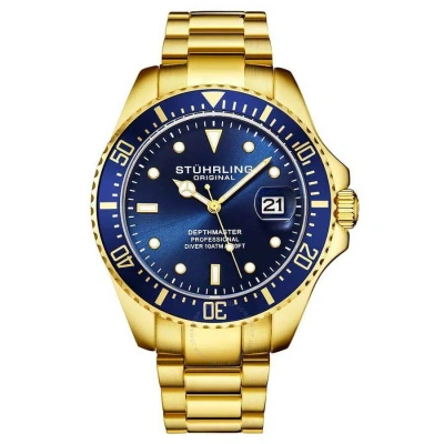 Stuhrling Original Aquadiver Blue Dial Men's Watch M15759 In Gold