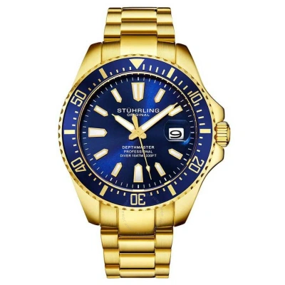 Stuhrling Original Aquadiver Blue Dial Men's Watch M15767 In Gold