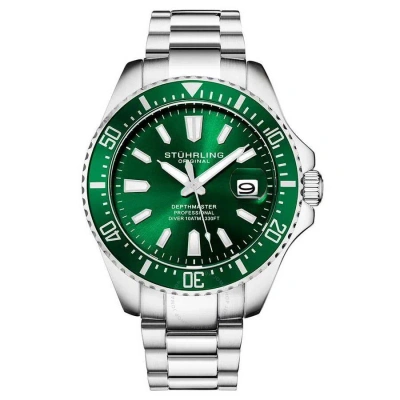 Stuhrling Original Aquadiver Green Dial Men's Watch M15956 In White